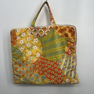 Vintage Shopping Bag Flower‎ Power Pattern Orange Gold  Small  M Mint USED
